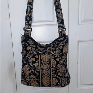 Vera Bradley Black and Gold Paisley Shoulder Bag